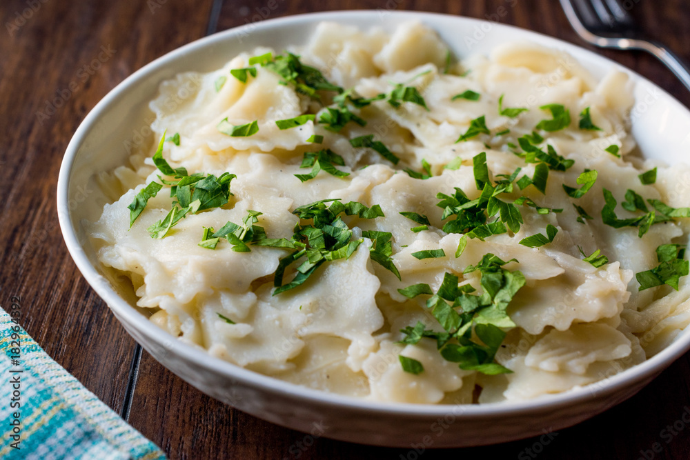 Homemade Italian Plain Ravioli with Parsley. Homemade Italian Plain Ravioli with Parsley.