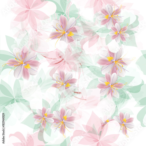 Abstract illustration with flowers in watercolor style