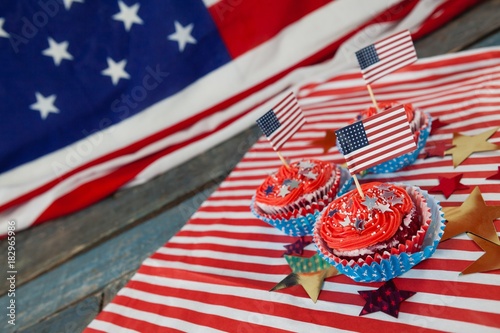 Decorated cupcakes with 4th july theme