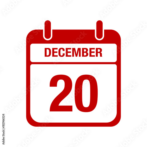 20 december calendar red icon