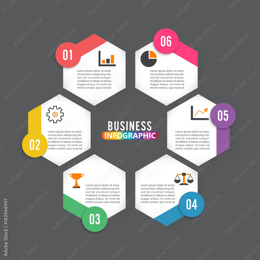 Vector illustration infographics 6 options. Template for brochure, business, web design Vector illustration infographics 6 options. Template for brochure, business, web design
