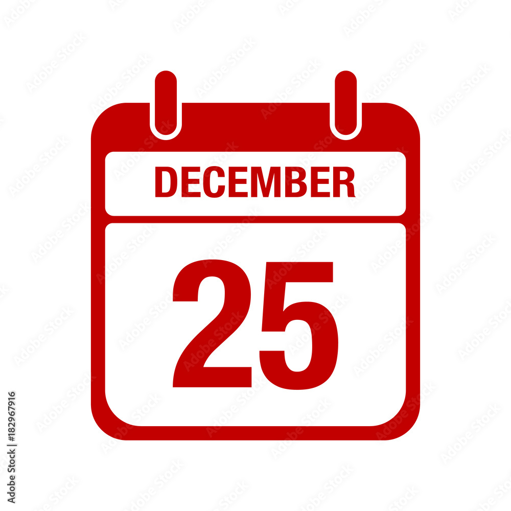 25 december calendar red icon