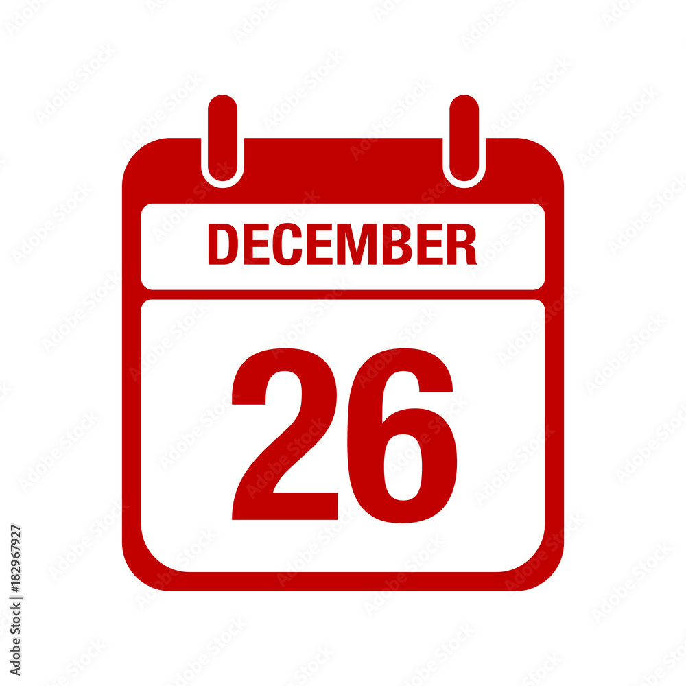 Fototapeta premium 26 december calendar red icon