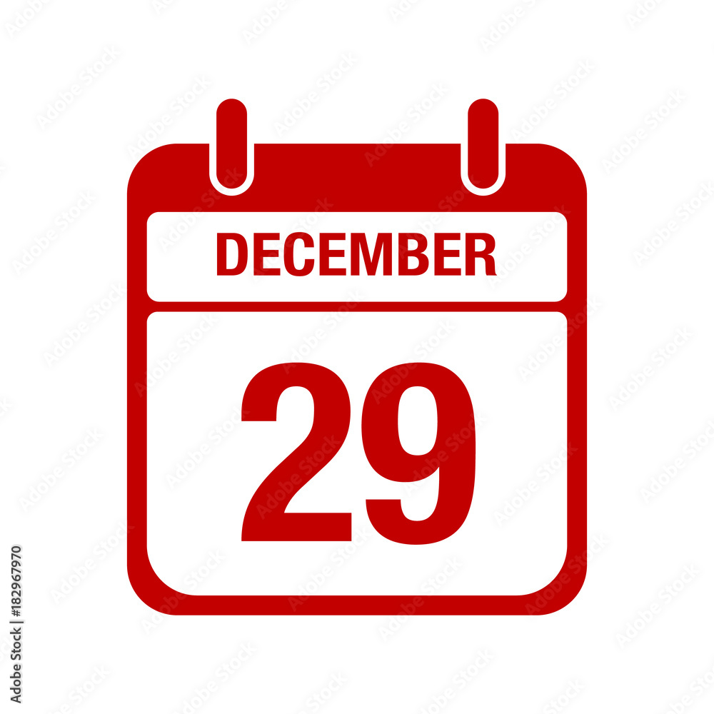 Fototapeta premium 29 december calendar red icon