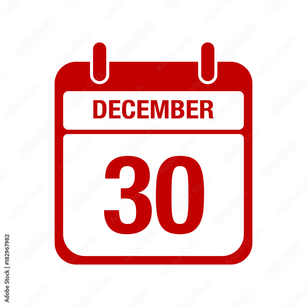 30 december calendar red icon 30 december calendar red icon