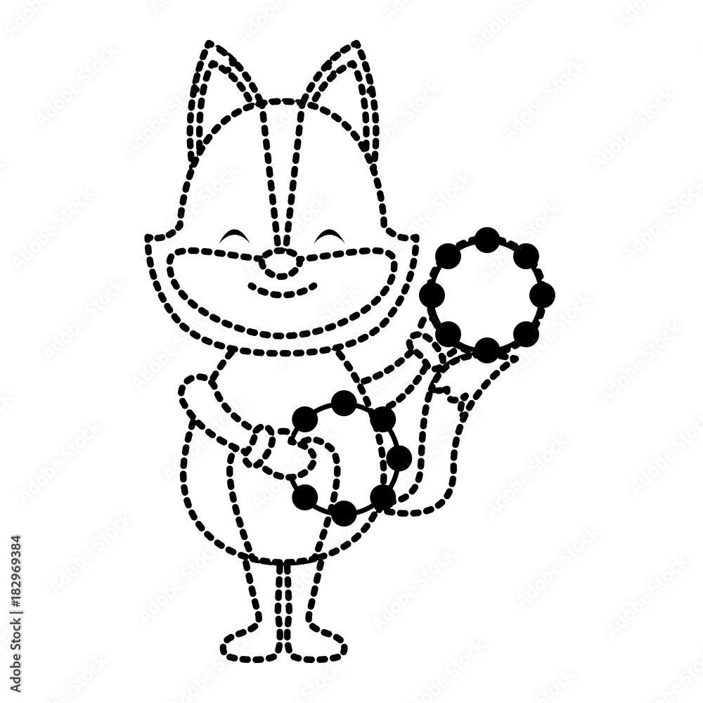 Cute fox with tambourines icon vector illustration graphic design Cute fox with tambourines icon vector illustration graphic design