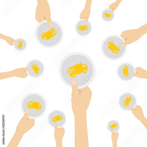 Hand hält Symbol - Lieferwagen