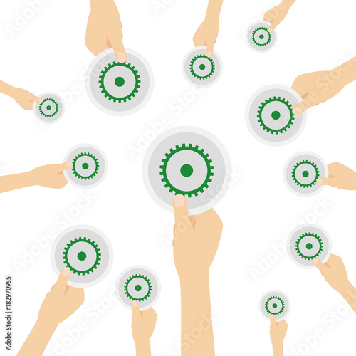 Hände zeigen Zahnrad - Einstellung