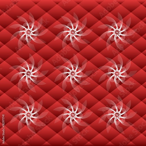Scarlet squares with white blizzard