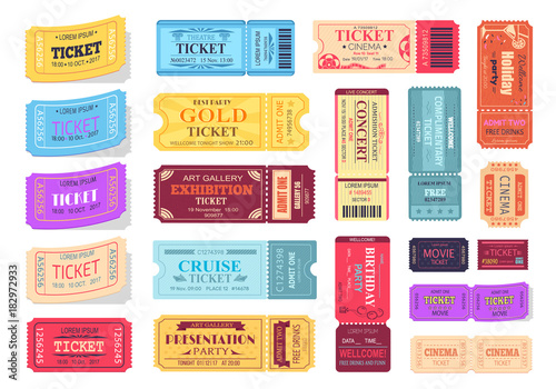 Collection of Colorful Tickets Vector Illustration