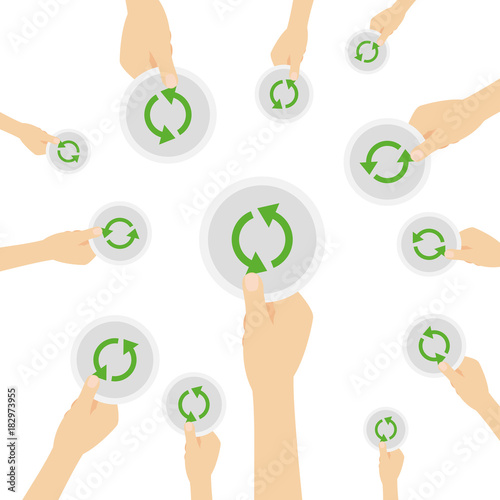Hand hält Symbol - Synchronisieren