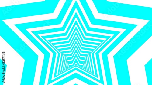 Animated Hypnotic Star with White and Light neon Blue Seamless loop Background. 