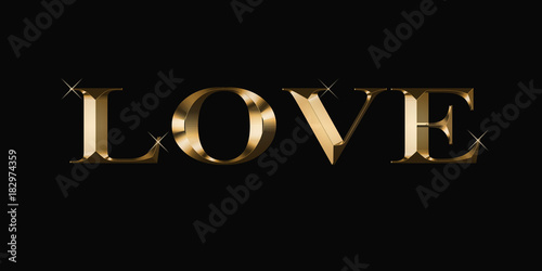 Love in gold letters