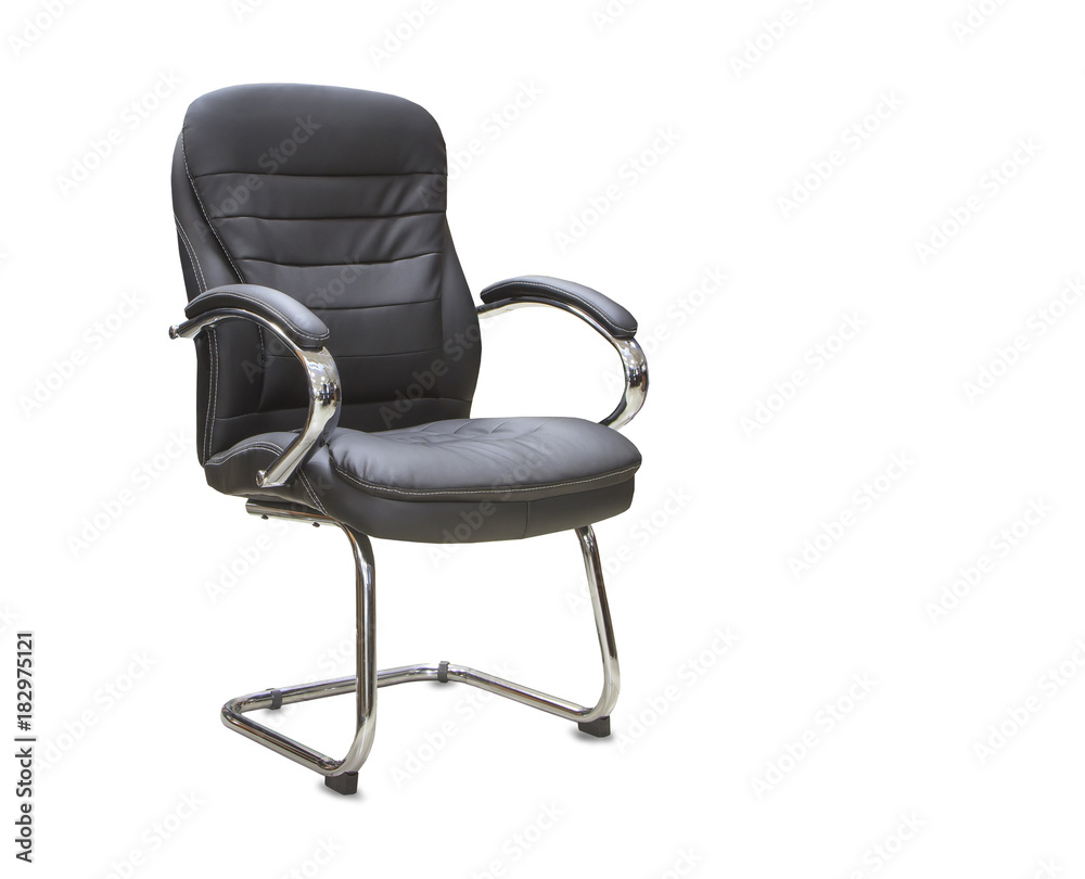 The office chair from black leather. Isolated The office chair from black leather. Isolated