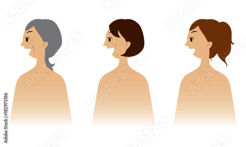 横向き女性３人
