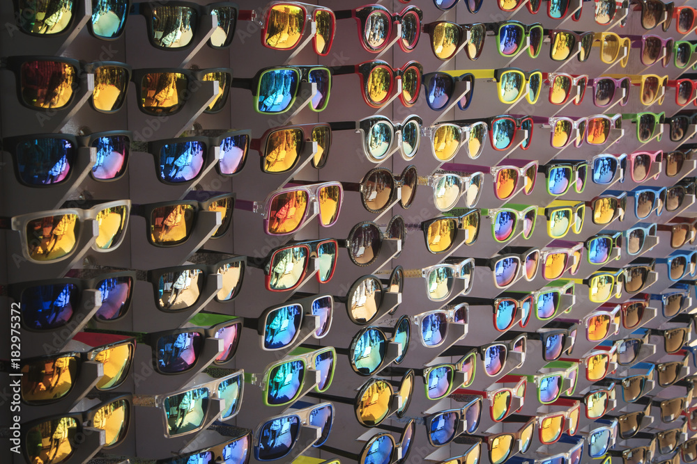Many different sunglasses at the sale