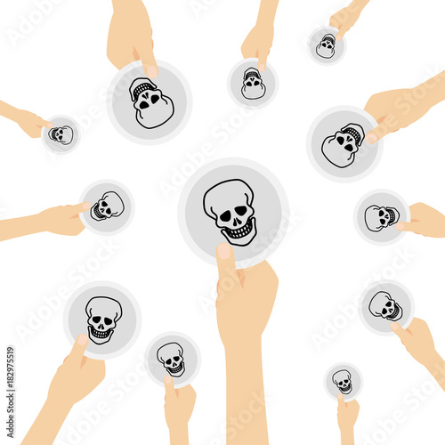 Hand hält Symbol - Totenkopf
