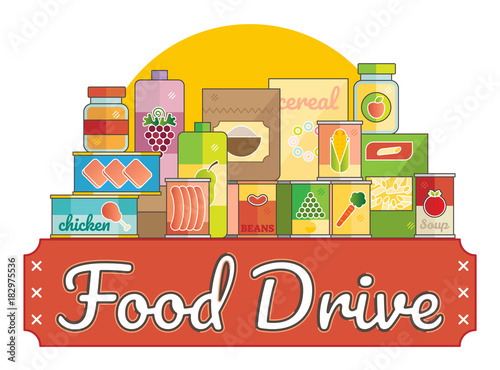 Food Drive charity movement logo vector illustration