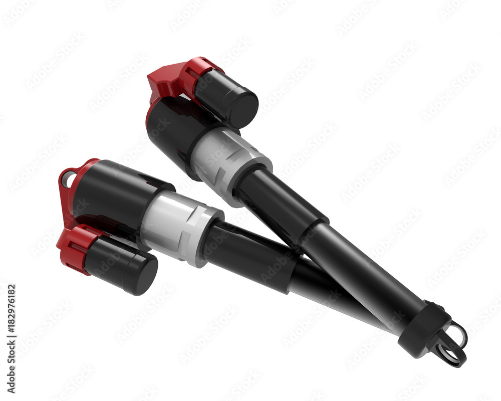 shock absorbers isolated on white background. 3D shock absorbers isolated on white background. 3D