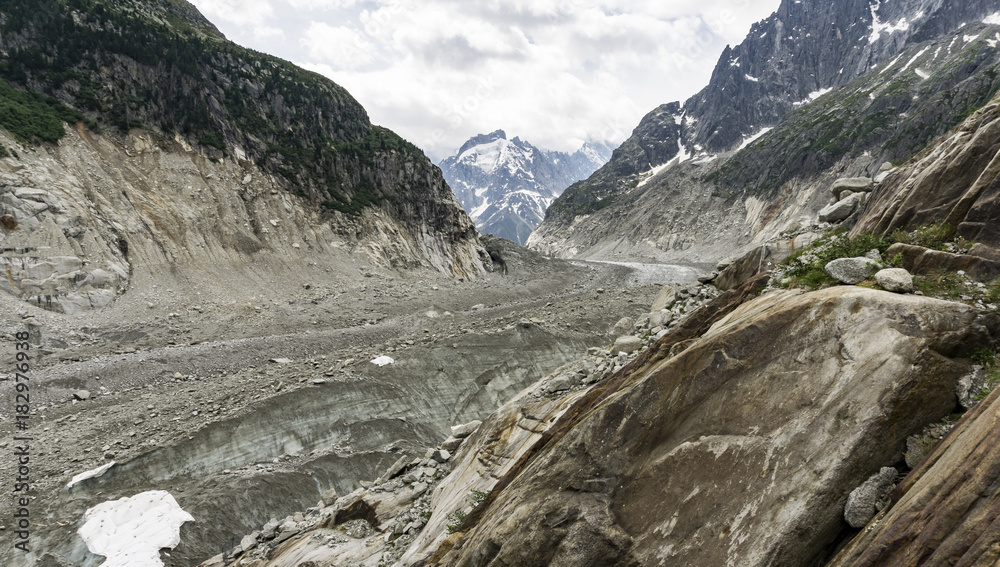 Amazing view of the Mer de Glace. French Alps. Chamonix.