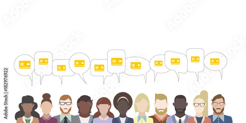 Leute mit Sprechblasen - Kreditkarte