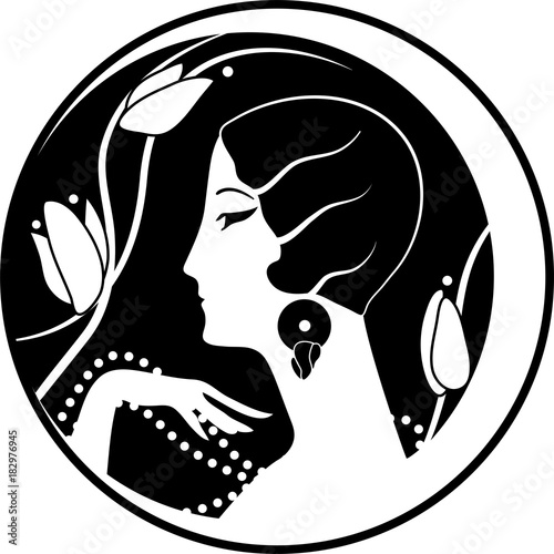Graphic silhouette of a art deco woman