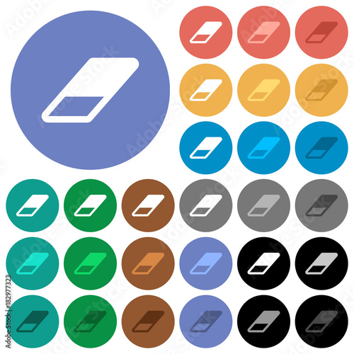Eraser round flat multi colored icons