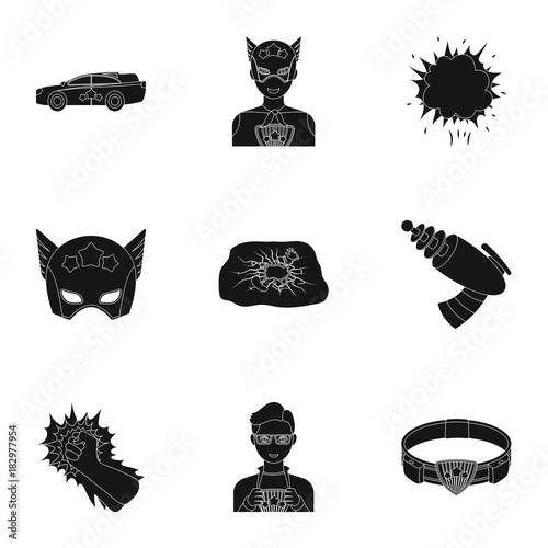 Shield, protection, superman, and other web icon in black style.Opportunities, assistance, rescue icons in set collection.