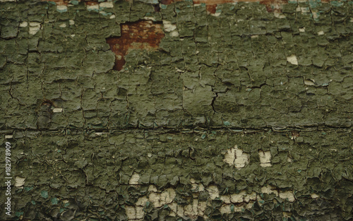 old planks with peeling paint, green,blue