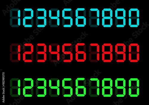 Digital numbers set. Vector illustration. Calculator digital numbers.