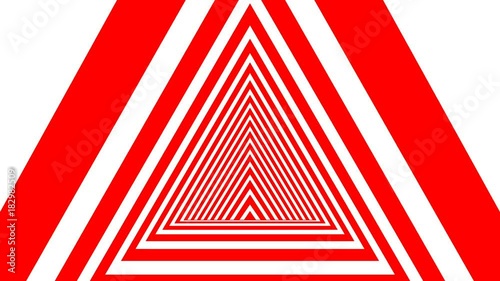 Seamless Looping Red and White Triangle shape Abstract Animated Background Hypnotic tunnel Style.