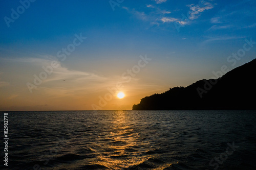 Beautiful sunset in a caribean beach. Taganga