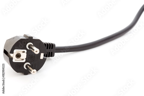 Black electric plug isolated