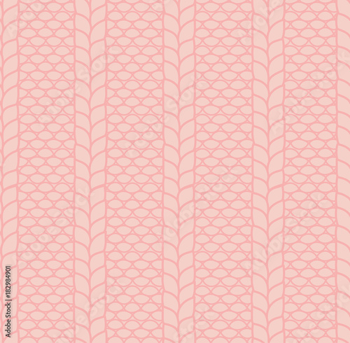 Hand drawn seamless vector pattern of a knitted garter stitch with cables. Design concept for Christmas, winter, kids textile print, wallpaper, wrapping paper.