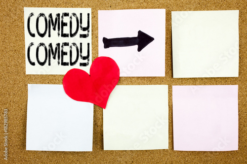 Conceptual hand writing text caption inspiration showing Comedy concept for Stand Up Comedy Microphone and Love written on wooden background, reminder background with copy space photo