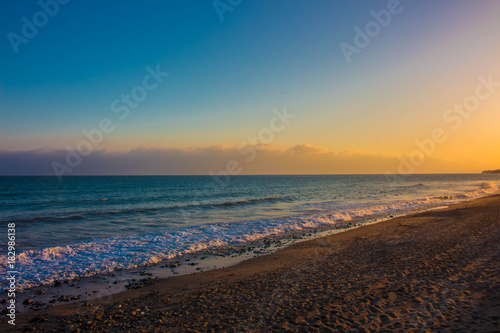 Beach. Summer sunset beach. Costa del Sol  Andalusia  Spain.