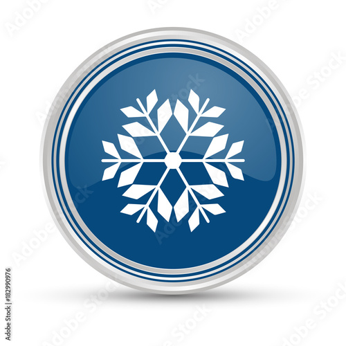 Blauer Button - Schnee Flocke