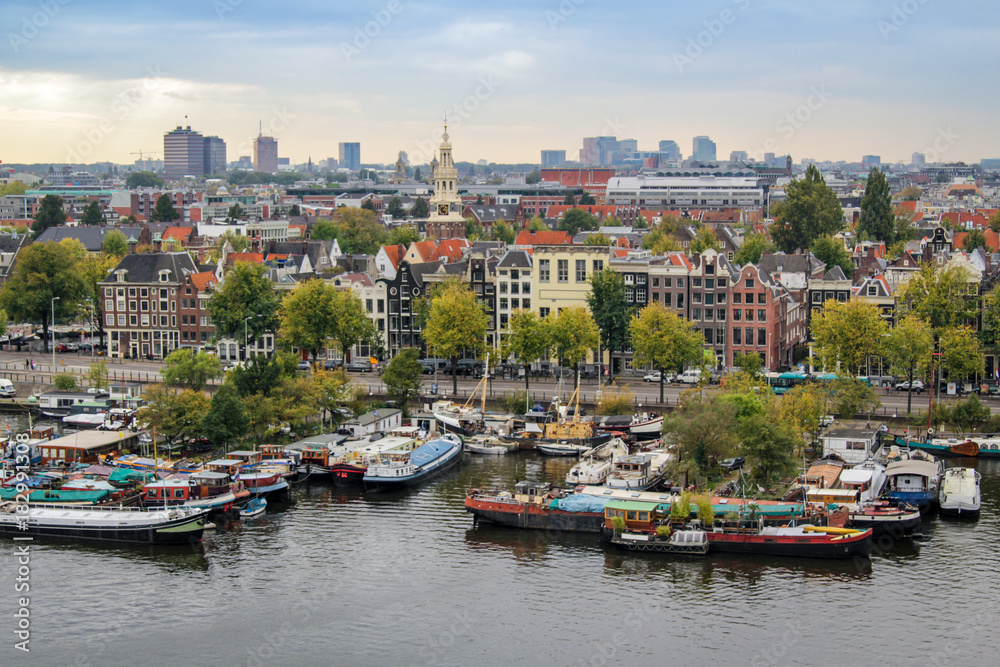 Oosterdok cityview in Amsterdam, the Netherlands.