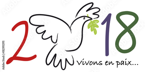 2018 - carte de vœux - colombe de la paix - paix - symbole - amour - vœux - message - fraternité