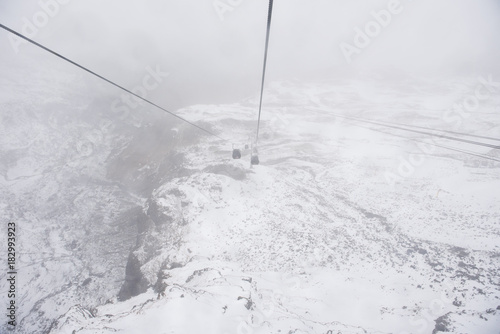 Mt. Titlis, Switzerland - October 29, 2017: View from cable car on the mountain.