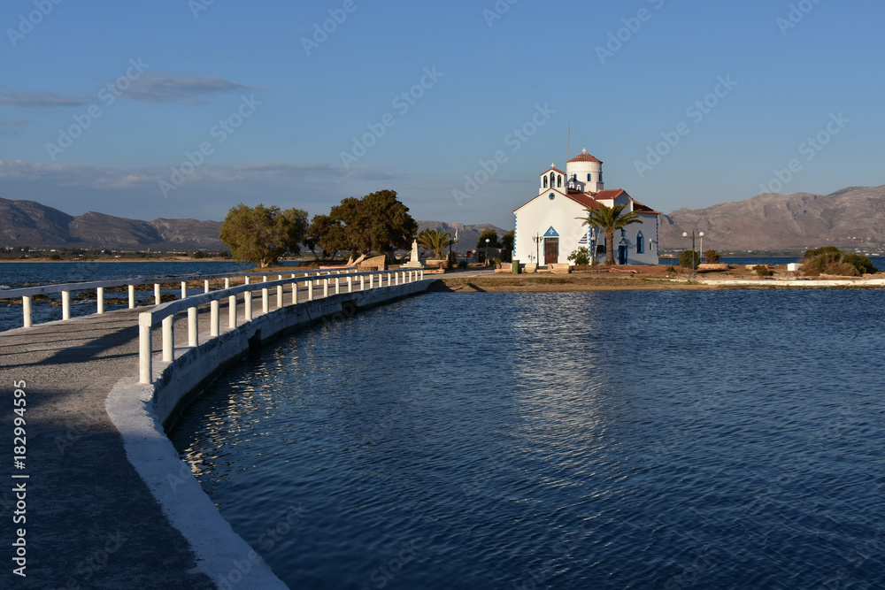 Saint Spyridon church in the town of on Elafonisos, Elafonisos Island, Greece