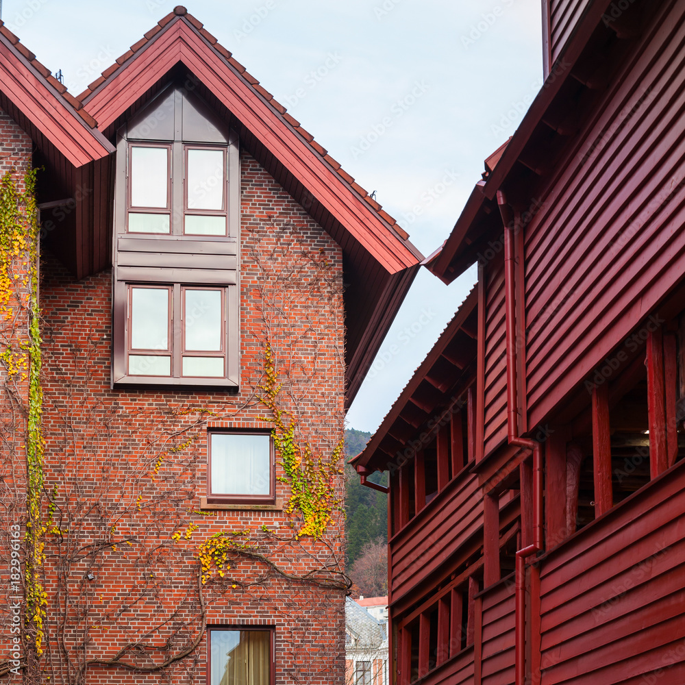 Norwegian wooden houses. Old town