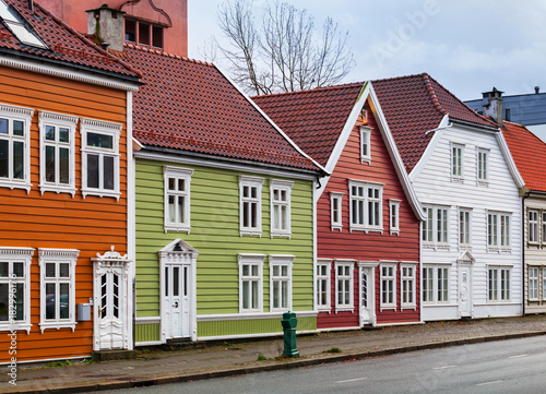 Wooden houses. Street of Bergen, Norway