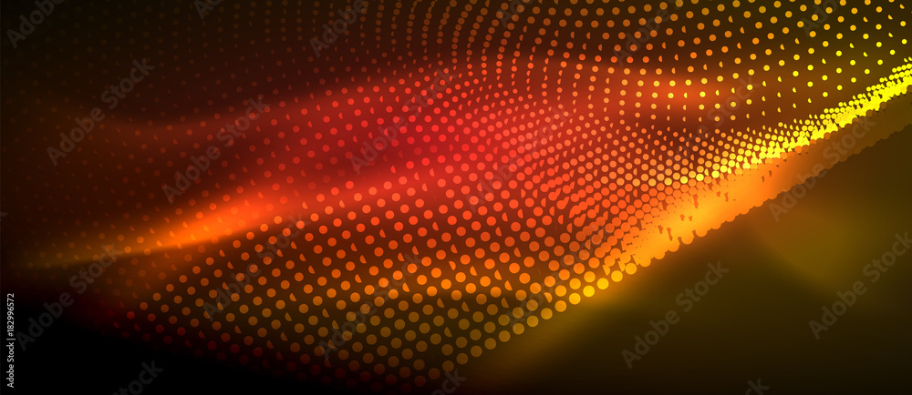 Glowing abstract wave on dark, shiny motion Glowing abstract wave on dark, shiny motion
