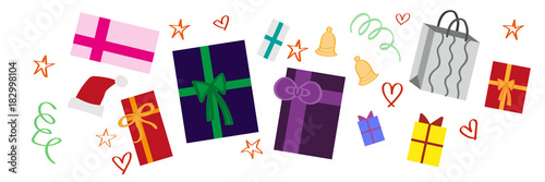 bunte Weihnachtsgeschenke - Banner
