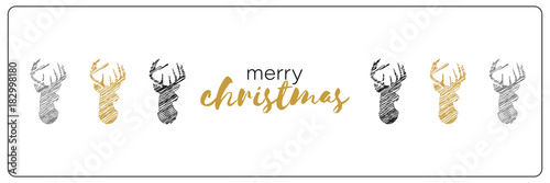 verschiedene handgezeichnete Rentiere - Merry Christmas - Banner