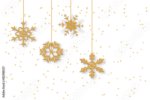 gold glitzernde Schneeflocken - Konfetti