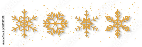 Schneeflocken Set gold glitter