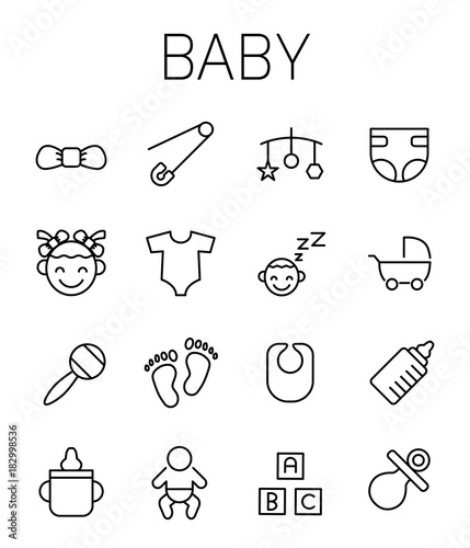 Baby related vector icon set