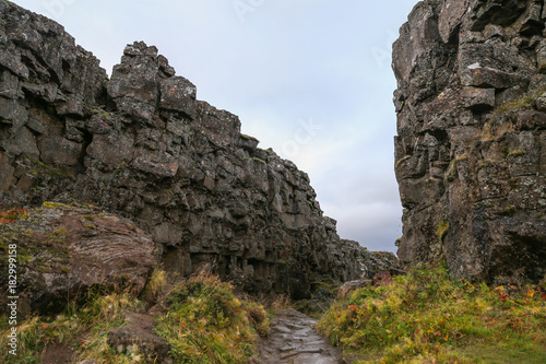 Valley in Thingvellir National Park, Southwestern Iceland